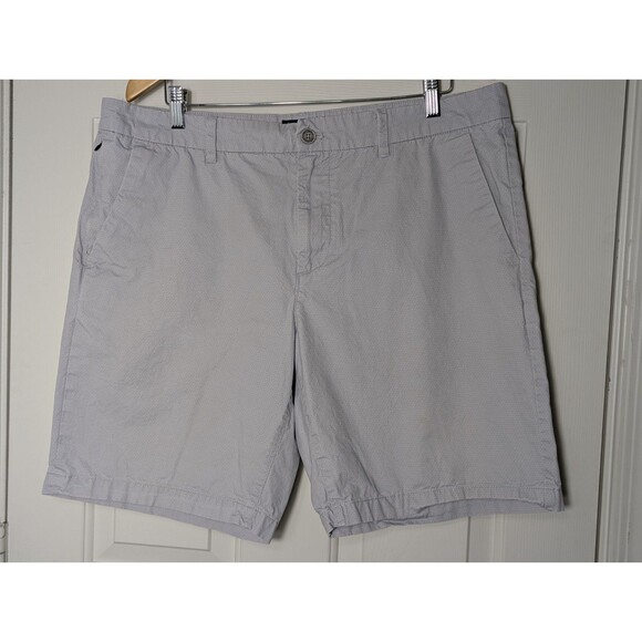 English Laundry Chino Shorts Mens 36 Gray Pockets Cotton Pyramid Print Classic - Picture 1 of 6